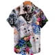 thumbnail image 2 of Camisa hawaiana con estampado 3D completo de gato para hombre, camisetas casuales de manga corta con botones para verano, camisas para hombre, 2 of 5