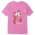 thumbnail image 4 of FINALGANG Girls Kids Casual Short Sleeve TShirts Cartoon Ballet Pointe Shoes Bow Print Crewneck Loose Fit Tees For Casual Daily Wear Pink 8-9 Years, 4 of 4