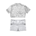 thumbnail image 2 of iiniim Kids Girls Sparkle Dance Crop Top with Shiny Hot Shorts Set Hip Hop Street Dance Performance Silver 6, 2 of 5