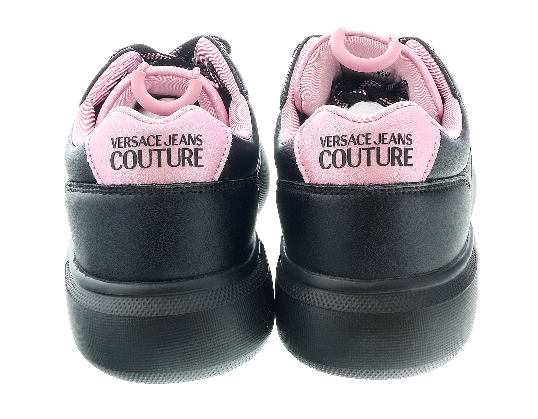 Versace Jeans Couture Black/Pink V-Logo Court Lace Up Versace Jeans Couture Black/Pink V-Logo Court Lace Up