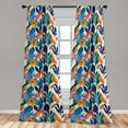 thumbnail image 4 of Ambesonne Tropical Curtains, Retro Fun Psychedelic Art, Pair of 28"x95", Orange Beige and Teal, 4 of 5
