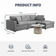 thumbnail image 2 of ZAFLY L Shaped Sofa Couch, Linen Sectional Couches with Lounge Chaise for Living Room- Dark Grey, 2 of 7