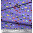 thumbnail image 3 of Soimoi Polyester Crepe Fabric Cartoon Girl & Car Transport Print Fabric by Yard 52 Inch Wide, 3 of 3