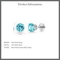 thumbnail image 5 of Gem Stone King 14K White Gold Screwback Stud Earrings for Women Men 2.00 Ct Round 6mm Swiss Blue Topaz, 5 of 5