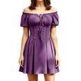 thumbnail image 2 of Renaissance Costume Women Pirate Off Shoulder Corset Dress Purple S, 2 of 7