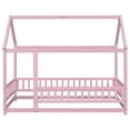thumbnail image 5 of Bellemave Twin Floor Bed, Wood Twin Size House Bed Frame with Fence, Montessori Floor Bed for Bedroom (Pink), 5 of 8