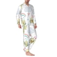 thumbnail image 2 of Fotbe Green Blue Avocado Pattern Long Sleeve Pajama Set for Men,Sleepwear Set,2-piece Loungewear Set,Soft PJs Comfy Nightwear with Pockets-Large, 2 of 7