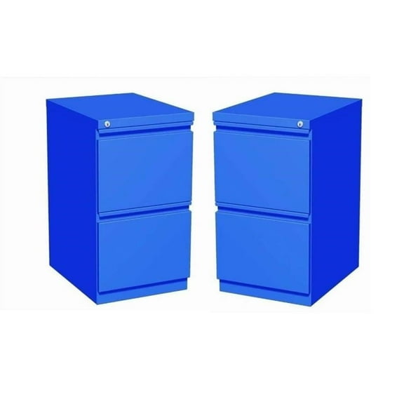 Home Square 2 Piece Deep Metal Mobile Pedestal 2-Drawer File/File Set in Blue