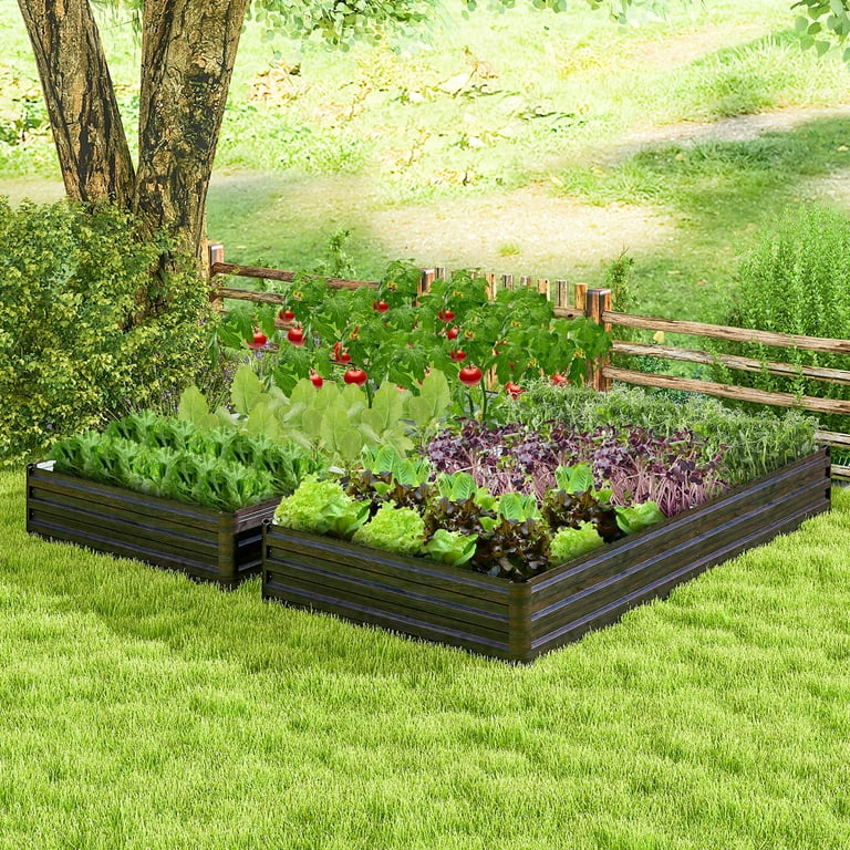 Gymax Large Outdoor Metal Garden Planter Box 8 x 4 x 1 ft for