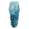 thumbnail image 5 of Xoenoiee Blue Peacock Pattern Kaftan Dresses for Women Plus Size V Neck Caftans Long Batwing Sleeve Beach Cover Up High-Slit Summer Mumu Dresses, 5 of 7