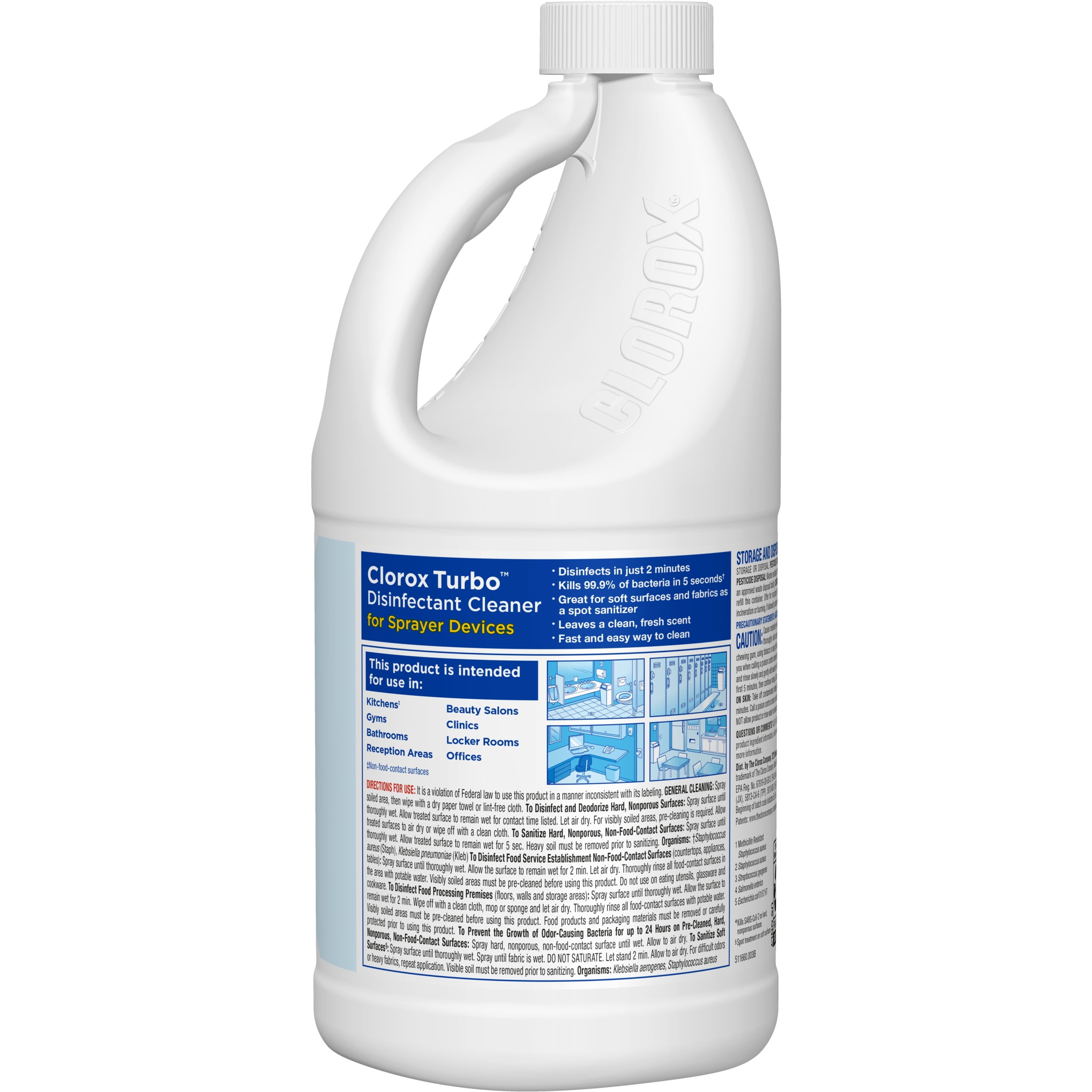 Clorox Turbo Disinfectant Cleaner for Sprayer Devices, Bleach-Free, Kills  Cold and Flu Viruses, Industrial Cleaning, Hospital Cleaning, Kitchen and