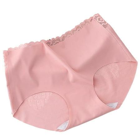 

Fashion Lace Seamless Panties Hip Lift Mid-Waist Underpant Breathable Comfortable Briefs for Women M Pink
