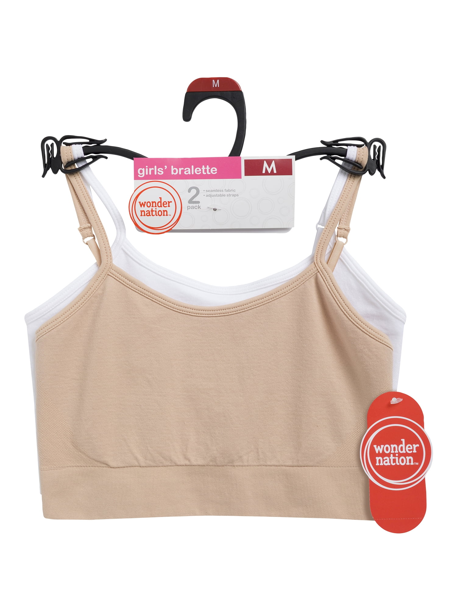Wonder Nation Girls' Seamless Brami Recycled Bra, 2-Pack, Sizes XS-2XL