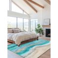thumbnail image 2 of Turquoise Gradient Area Rug for Bedroom 3x5 Ft Abstract Beach Ocean Wave Oil Painting Super Soft fuzzy Throw Rug Non-Slip Fluffy Plush Indoor Floor Carpet for Living Room Nursery Home Decor, 2 of 8