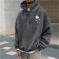 thumbnail image 2 of Yufatyle Mens Hoodie Rose Rinted Pullover Long-Sleeved Top Loose Fit Hooded Sweatshirts, Dark Gray M, 2 of 6