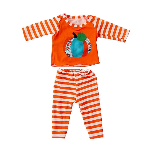 Ropa de muñeca hecha a mano, conjuntos de varios estilos, disfraces de dos piezas, tops y pantalones largos Calabaza Rayada