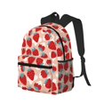 thumbnail image 2 of Haiem Red Strawberry Lightweight Backpack for School, Classic Basic Water Resistant Casual Daypack for Travel with Bottle Side Pockets, 2 of 8