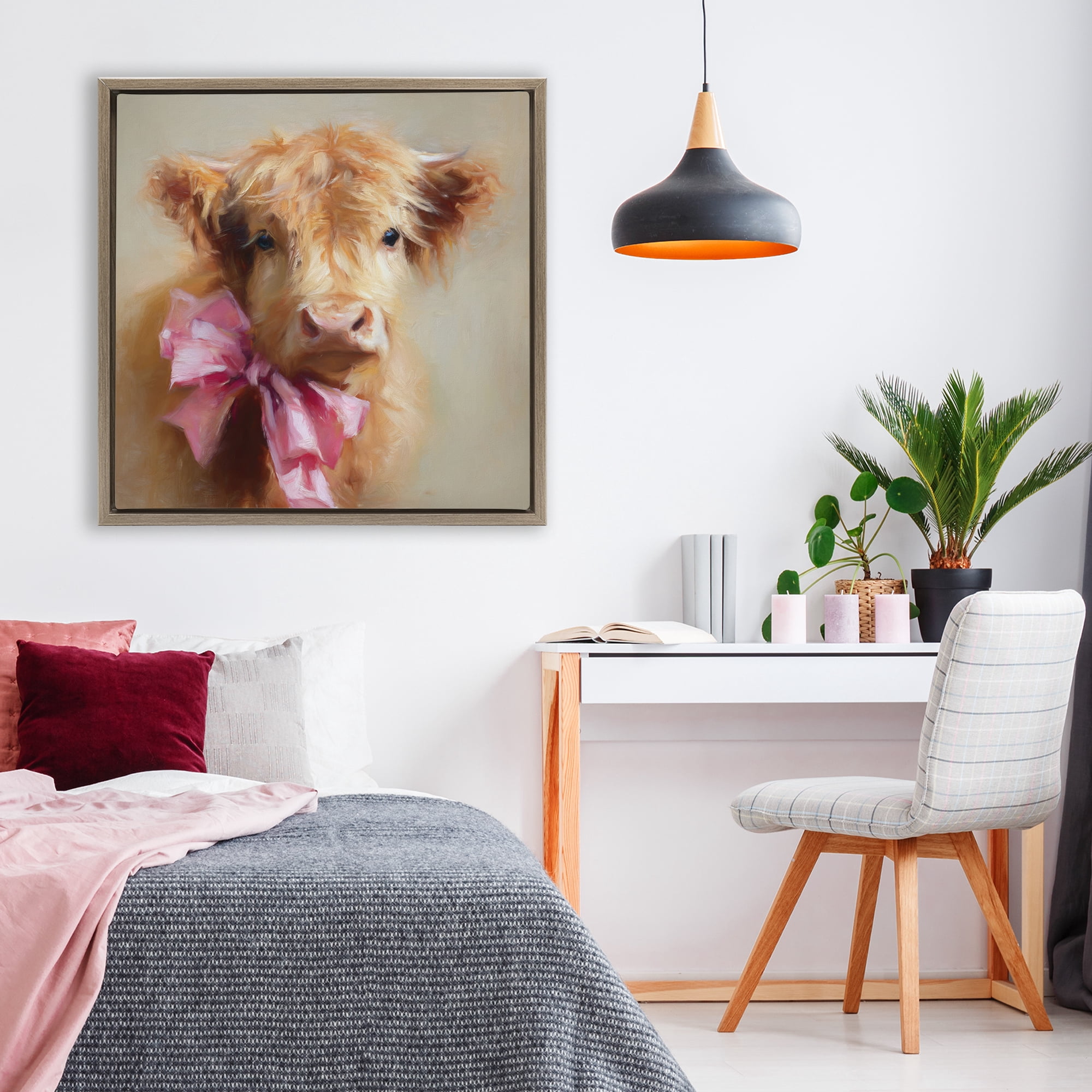 Stupell Industries Little Highland Sweetheart Brown Framed Floater Canvas Wall Art, design by Tina LeCour