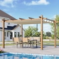 thumbnail image 3 of Historyli Pérgola retráctil de aluminio de 10 x 13 pies con toldo parasol, cenador resistente a la intemperie, color caqui con veta de madera, 3 of 6