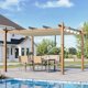 thumbnail image 3 of Historyli Pérgola retráctil de aluminio de 10 x 13 pies con toldo parasol, cenador resistente a la intemperie, color caqui con veta de madera, 3 of 6