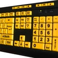 thumbnail image 4 of Adesso AKB-132UY - Teclado USB multimedia de escritorio luminoso con 4 letras grandes, negro y amarillo, 4 of 5