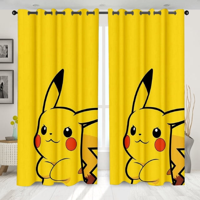 Pokemon Pikachu 3D Cartoon Super 2 Panels/Set Window Curtains Game Anime Blockout Photo Curtain Print Fabric Window Gift