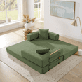 thumbnail image 5 of Convertible Couch Sofa Bed Foldable Floor Sleeper | Modern Fold Out Couch | No Assembly Compression Sofa King Size Sleeper for Living Room, Bedroom | Green Corduroy, 5 of 13