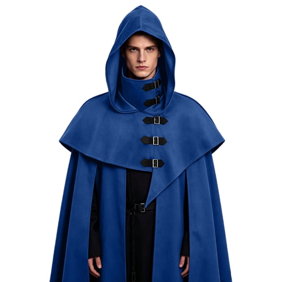 Medieval Hooded Cloak For Men, Renaissance Cowl Shawl Scarf, Halloween Festival Short Poncho Cape Accessories