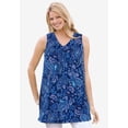 thumbnail image 3 of Woman Within Plus Size Perfect Printed Sleeveless Shirred V-Neck Tunic, 3 of 6