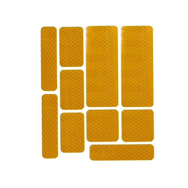 10Pcs Reflective Stickers Anti Collision Adhesive Tape Strips Anti Scratch for Mountain Surfaces Orange