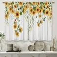 thumbnail image 5 of Wooden Farmhouse Sunflower Kitchen Curtains Rustic Country Wood Sunflower Small Short Cafe Window Curtains Flower Floral Plant Bathroom Drapes Treatment Tier Curtains 2 Panels (27.5x36 Inch), 5 of 6