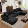 thumbnail image 2 of Muumblus 125" Cloud Sectional Sofa with Storage Console, U-Shaped Modular Couch with 2 Ottomans, USB, Cup Holders, Oversized Corduroy Living Room Sofa, Black, 2 of 8
