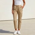 thumbnail image 5 of Titcea Cargo Pants Women High Waisted Drawstring Solid Color Casual Straight-Leg Pants with Multi Pockets Lightweight Comfy Summer Cargo Pants, 5 of 6