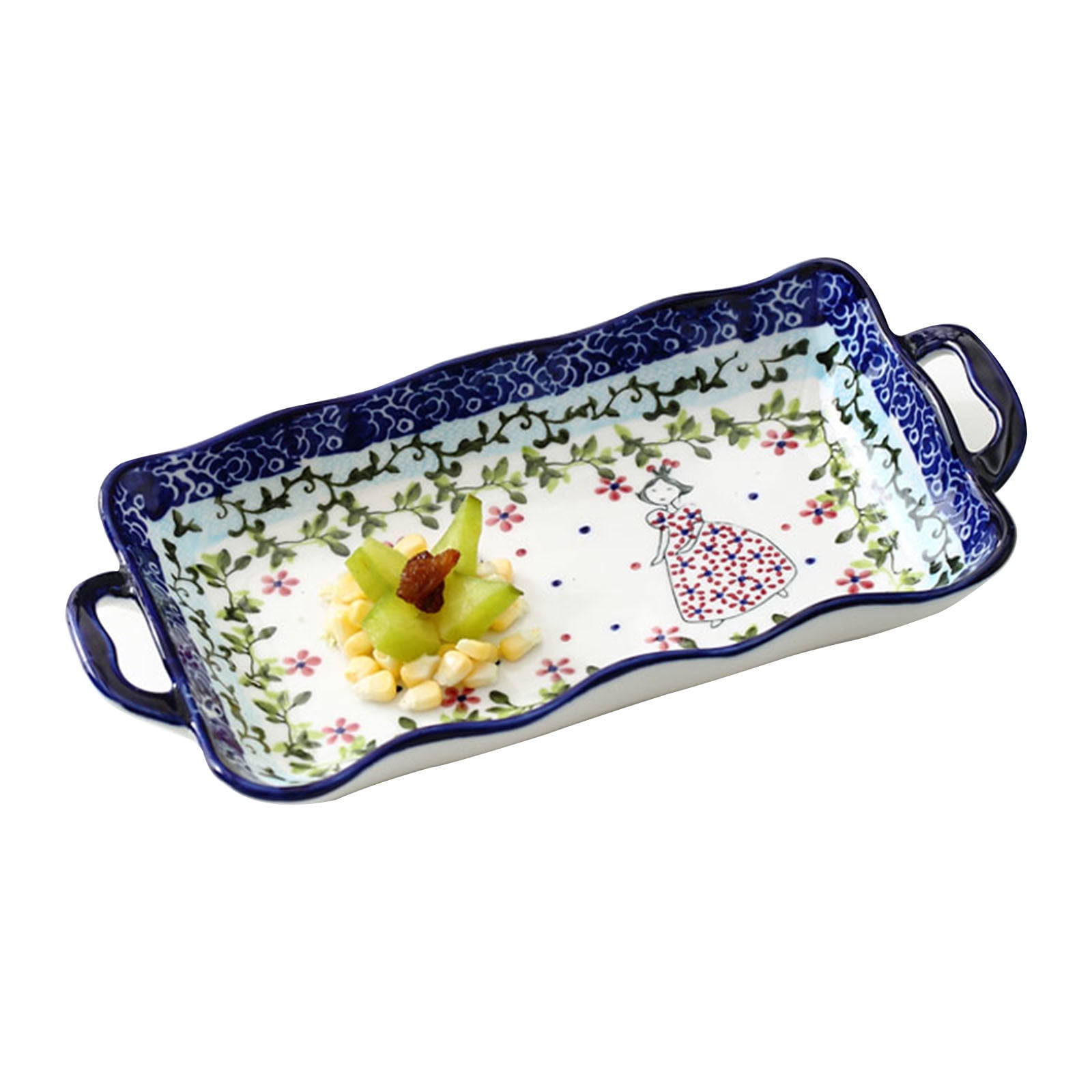 Pastaral Style Individual Lasagne Lasagna Pan With Handles, Ceramic Baking Dishes For Casseroles