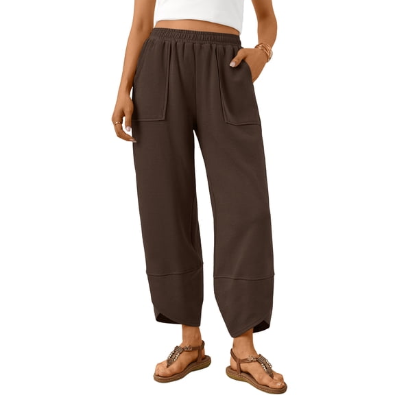 SUNBS Women Barrel Wide Leg Sweat Pants Soft Blend with Pockets Drawstring for Casual