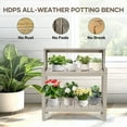 thumbnail image 6 of Naipo Potting Bench Table, HDPS Potting Bench with 4 Side Hooks, All-Weather Garden Table Work Station, Outdoor Potting Table for Porch, No Rust, No Fade, No Break, 360lbs Capacity, 6 of 8