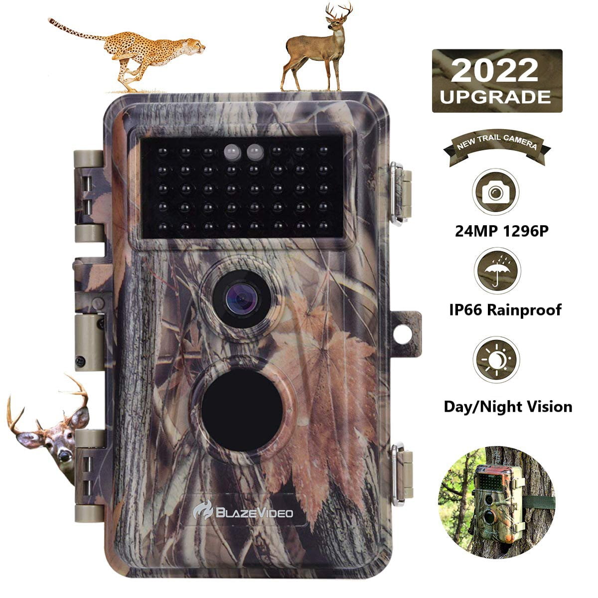 2-Pack Game Trail Deer Cameras 20MP HD 1080P H.264 MP4 Video 2021 Upgrade 