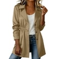 thumbnail image 2 of FDGIU Women's Lapel Collar Waist Mid Length Trench Coat, Adjustable Cuff Long Sleeve Button Down Lightweight Wind Jacket with Side Pockets for 2026 Spring Fall Daily Casual Layering, 2 of 8
