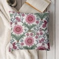 thumbnail image 3 of YINGXI  Pink Floral Throw Pillow Covers Block Print Pillow Cases Flower Vintage Farmhouse Decorative Cushion Covers for Sofa Couch 22x22in, 3 of 5