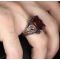 thumbnail image 4 of Roarsilver Passionate Beauty: 925 Sterling Silver Ring with Red Zircon Stone and Basket Weave Pattern | 13, 4 of 5