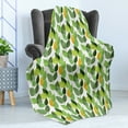 thumbnail image 4 of Leaves Soft Flannel Fleece Throw Blanket, Mother Nature Feng Shui Themed Vegetation Growth Tranquil Illustration, Cozy Plush for Indoor and Outdoor Use, 50" x 60", Fern Green Marigold, by Ambesonne, 4 of 5