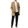 thumbnail image 2 of Unique Bargains Men's Slim Fit Notched Lapel Single Breasted Mid Length Overcoat L Khaki, 2 of 6