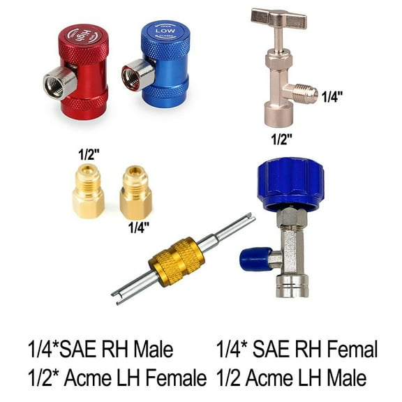 Tech R1234yf Quick Couplers Set with Valve Core Remover for HVAC Charging Hoses