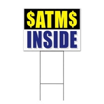 ATM Inside (18" x 24") Yard Sign, Includes Metal Step Stake