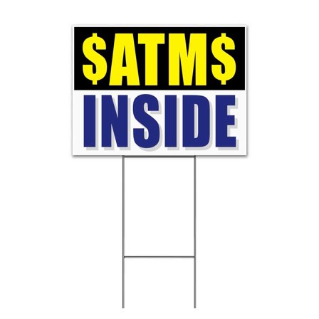 ATM Inside (18" x 24") Yard Sign, Includes Metal Step Stake