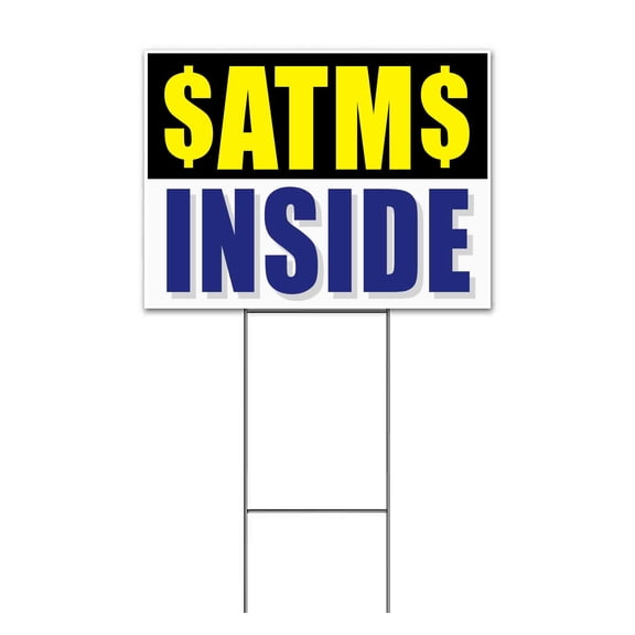 ATM Inside (18" x 24") Yard Sign, Includes Metal Step Stake