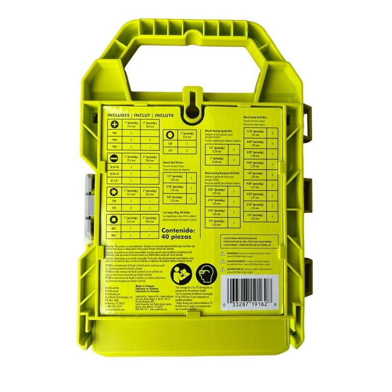 激安直営店 Set, Kit Drive Impact and Drill Oxide RYOBI Black, Pieces 40 リョービ