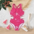 thumbnail image 2 of Godom Girl One Piece Cut Out Swimsuit Printed Sleeveless Bathing Suits Cute Swimwear,Hot Pink, 2 of 7