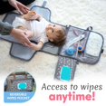 thumbnail image 3 of Kopi Baby Portable Diaper Changing Pad Travel Bag with Built-In Pillow, Reversible Wipes Pocket, Foldable Changing Mat, Gray Arrows, Classic, 3 of 8