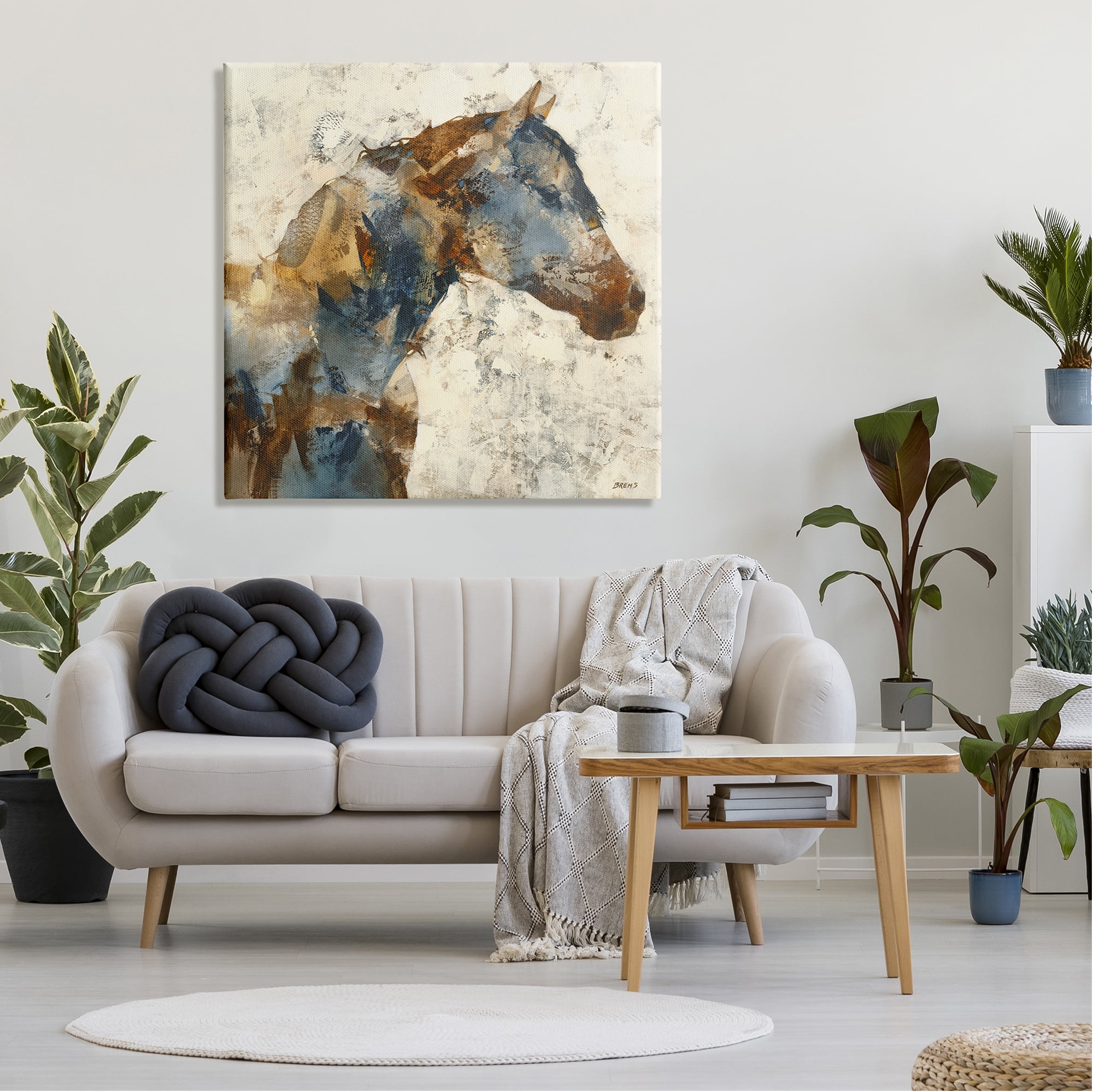 Stupell Industries Abstract Horse Layered Blocked Strokes Earth Tones Painting Gallery Wrapped Canvas Print Wall Art, Design by Scott Brems